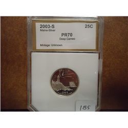 2003-S SILVER MAINE QUARTER PCI PR70 DEEP CAMEO