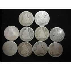 10 ASSORTED 1890'S SEATED LIBERTY DIMES