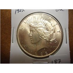 1922 PEACE SILVER DOLLAR UNC