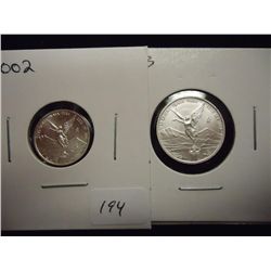 MEXICAN SILVER LIBERTADS 2002 1/20 OZ. &