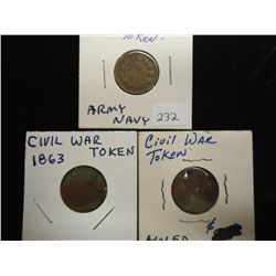 3 CIVIL WAR TOKENS SEE DESCRIPTION