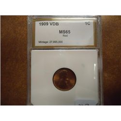 1909 VDB LINCOLN CENT PCI MS65 RED