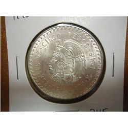 1948 MEXICO SILVER 5 PESOS UNC .8680 OZ. ASW