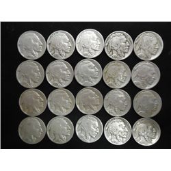 20 ASSORTED FULL DATE 1930'S BUFFALO NICKELS