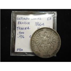 1866-A GERMAN STATES PRUSSIA SILVER THALER EF