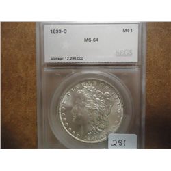 1899-O MORGAN SILVER DOLLAR SEGS MS64