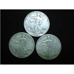 1943,43 & 46-D WALKING LIBERTY HALF DOLLARS