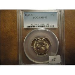 1945-S 35% SILVER JEFFERSON WAR NICKEL PCGS MS65