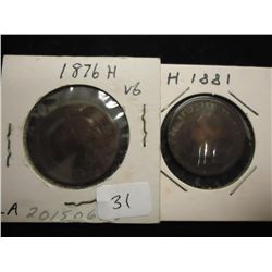 1876-H & 81-H CANADA LARGE CENTS