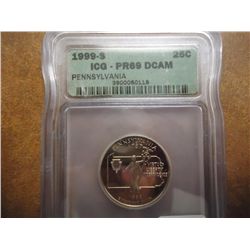 1999-S PENNSYLVANIA QUARTER ICG PR69 DCAM