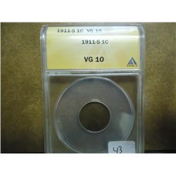 1911-S LINCOLN CENT ANACS (VG10)