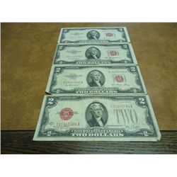 1928-G,53,53-A & 53-B $2 US RED SEAL NOTES