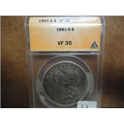1881-S MORGAN SILVER DOLLAR ANACS VF35