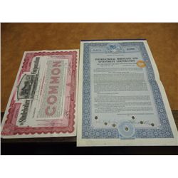 2 VINTAGE STOCK / BOND CERTIFICATES SEE DESCR.