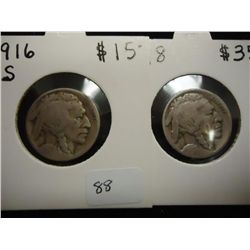 1916-S & 1918-D BUFFALO NICKELS