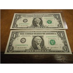 2-2003-A $1 FRN'S LOW CONSECUTIVE SERIAL 'S (UNC)