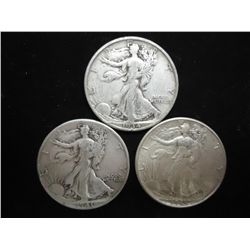 1934-D,41 & 45 WALKING LIBERTY HALF DOLLARS
