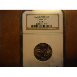 2005-D SMS OREGON QUARTER NGC MS67
