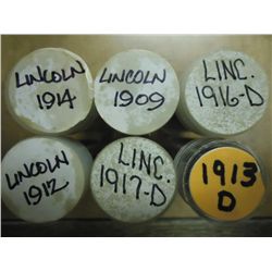 6 SOLID DATE ROLLS OF LINCOLN CENTS SEE DESCRIPT.