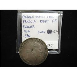 1860 GERMAN STATES PRUSSIA SILVER THALER XF