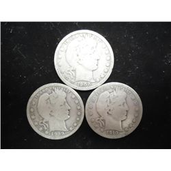 1908-O,09-D & 1910 BARBER QUARTERS