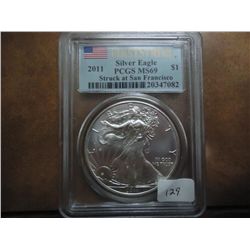 2011-S AMERICAN SILVER EAGLE PCGS MS69