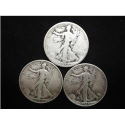 1934-D,44-S & 45 WALKING LIBERTY HALF DOLLARS