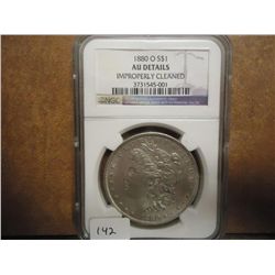 1880-O MORGAN SILVER DOLLAR NGC AU DETAILS