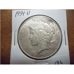 1934-D PEACE SILVER DOLLAR