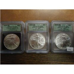 3-2000-W AMERICAN SILVER EAGLES ICG MS67'S