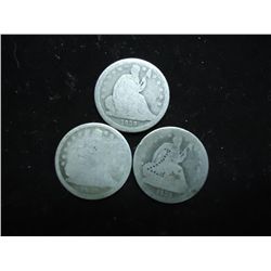 3 ASSORTED 1830'S SEATED LIBERTY DIMES