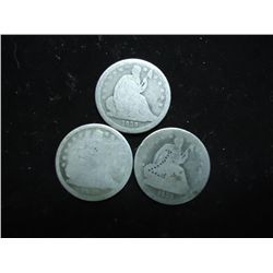 3 ASSORTED 1830'S SEATED LIBERTY DIMES