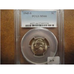 1945-S 35% SILVER JEFFERSON WAR NICKEL PCGS MS66