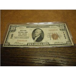 1929 TYPE I $10 NATIONAL CURRENCY DU BOIS