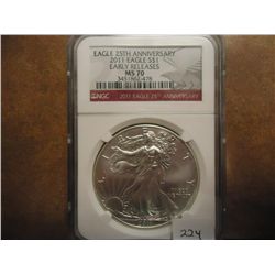 2011 AMERICAN SILVER EAGLE NGC MS70 25TH