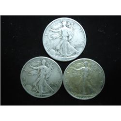 1941,43-D & 44-D WALKING LIBERTY HALF DOLLARS