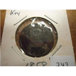 1858 CANADA LARGE CENT KEY DATE (EXTRA FINE)