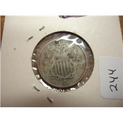 1868 SHIELD NICKEL FILLED HOLE