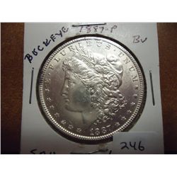 1887-P BUCK EYE MORGAN SILVER DOLLAR UNC