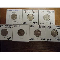 1929,29-D,30,34,34-D,35 & 36-D BUFFALO NICKELS