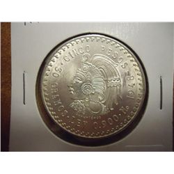 1948 MEXICO SILVER 5 PESOS UNC .8680 OZ. ASW