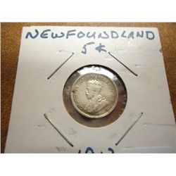 1912 NEWFOUNDLAND SILVER 5 CENTS