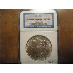 1891 MORGAN SILVER DOLLAR NGC AU