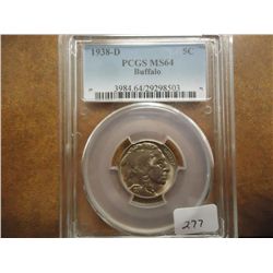 1938-D BUFFALO NICKEL PCGS MS64