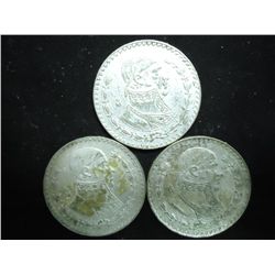 1959,61 & 62 MEXICO SILVER PESOS