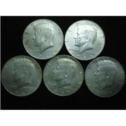 5 ASSORTED 40% SILVER KENNEDY HALF DOLLARS