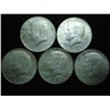 Image 1 : 5 ASSORTED 40% SILVER KENNEDY HALF DOLLARS