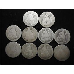 10 ASSORTED 1880'S SEATED LIBERTY DIMES