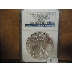 2011-S AMERICAN SILVER EAGLE NGC MS70