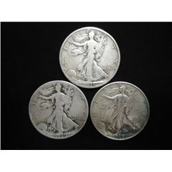 1935-S,39 & 44-S WALKING LIBERTY HALF DOLLARS